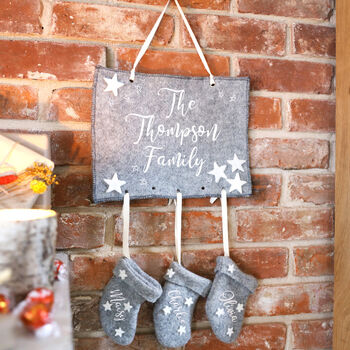 Personalised Felt Family Stockings Wall Hanging, 2 of 3