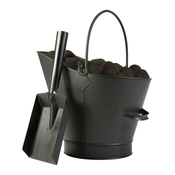 Traditional Black Coal Bucket With Shovel, 2 of 6