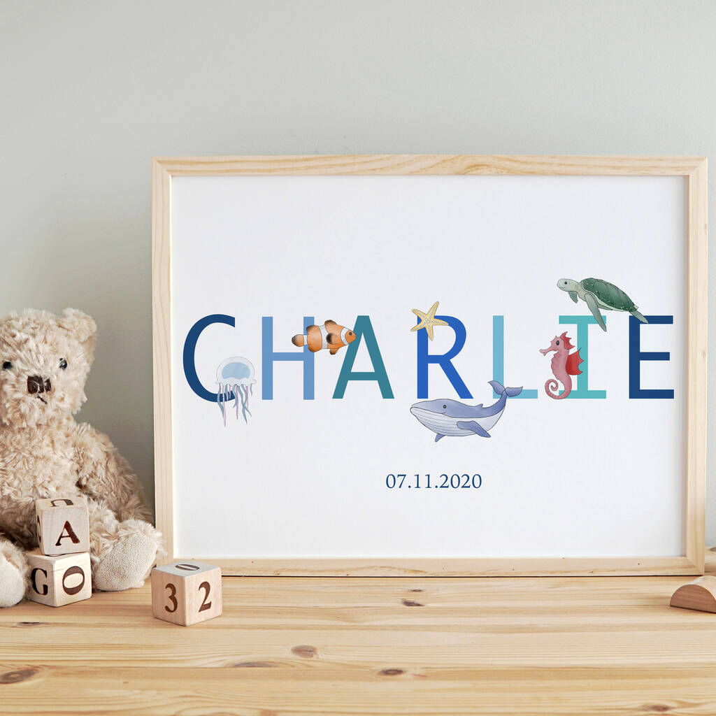 Personalised Under The Sea Theme Nursery Print By Minnikins