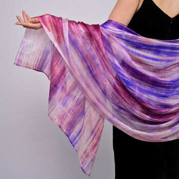 100% Mulberry Silk Scarf, Lilac And Purple In Gift Box, 4 of 11