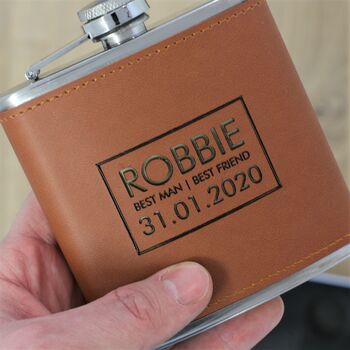 Personalised Leather Hip Flask, 2 of 10