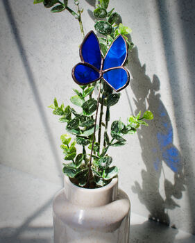 Stained Glass Butterfly Plant Stake Blue Pink Red, 7 of 9