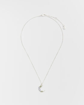 Silver Nightshade Moon Pendant Necklace, 5 of 8