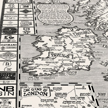 Gin Map Of Britain And Ireland Hand Drawn Art Print, 4 of 12