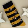 Men's Bamboo Robins And Stripes Socks In Mustard, thumbnail 1 of 2
