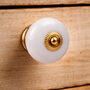 Set Of Two Large White Round Shape Ceramic Drawer Pull, thumbnail 1 of 2