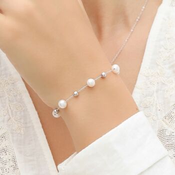 Freshwater Pearl Bracelet In Sterling Silver And Gold Vermeil, 5 of 10