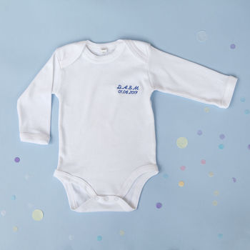 100% Organic Monogrammed Long Sleeved Baby Vest, 3 of 6