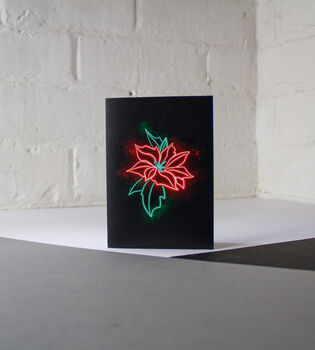 Neon Poinsettia Flower Christmas Card, 2 of 3