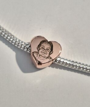 Personalised Rose Gold Pandora Style Charm – Photo Engraved With Text, 3 of 3