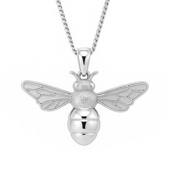 Personalised Sterling Silver Chunky Bee Pendant Necklace, 8 of 12
