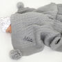 Personalised Cable Knit Pom Pom Blanket Grey, thumbnail 5 of 8