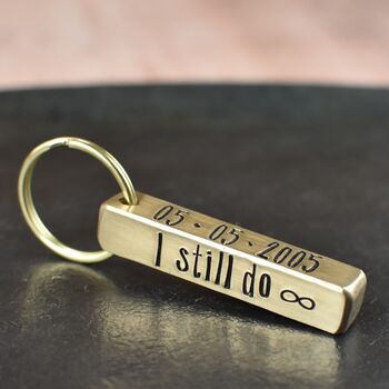 Personalised 21st Anniversary Brass Bar Keyring, 4 of 9