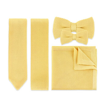 Pastel Yellow Diamond End Knitted Neck Tie In 100% Soft Polyester, 5 of 11