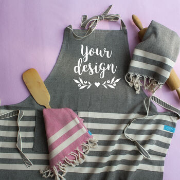 Personalised Handwoven Pure Cotton Kitchen Apron, 4 of 12