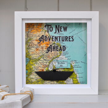 Personalised Coastal Map Paper Boat Picture Frame, 2 of 12