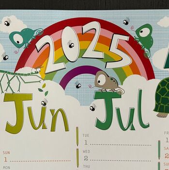 Large 2025 Rainbow Wall Planner Pet Calendar, 6 of 9