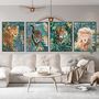 Lion In The Gold Green Jungle Leaves Wall Art Print, thumbnail 2 of 5