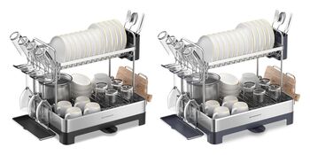 Two Tier Dish Drying Rack Steel Drainer Shelf, 8 of 8