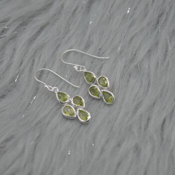 Peridot Sterling Silver Drop Earrings August Birthstone, 2 of 9