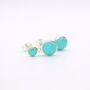 Sterling Silver Round Turquoise Stud Drop Earrings, thumbnail 2 of 5
