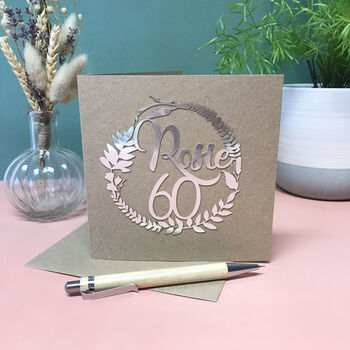 Personalised 60th Floral Birthday Papercut Card, 2 of 11