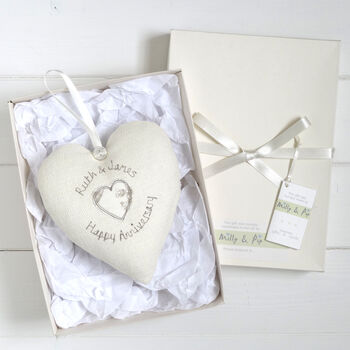 Personalised Cotton 2nd Wedding Anniversary Heart Gift, 10 of 10