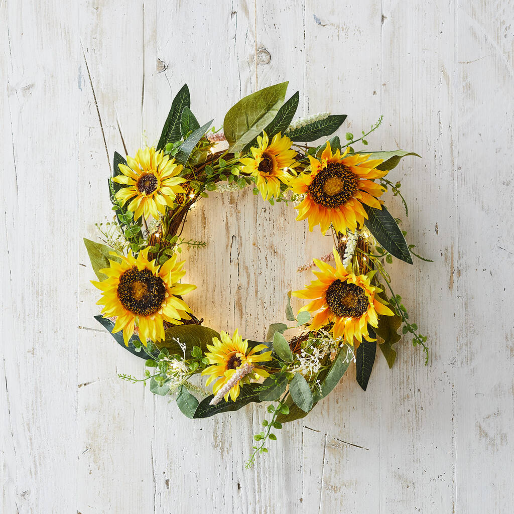 Artificial Sunflower Wreath By Lights4fun