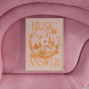 Music Is The Answer Print | Disco Ball | House Music | Music Poster | Wall Art | Groovy | Bold | Typographic | Dj | Wall Decor |, 8 of 9