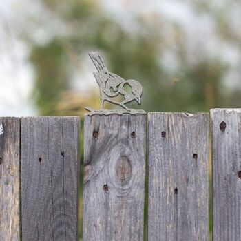 Rusty Metal Robin Garden Bird Fence Topper, 5 of 10