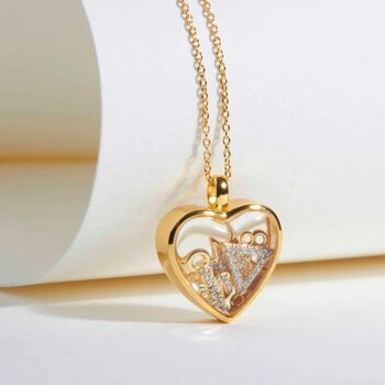 Floating Heart Memory Locket 18 K Gold Plate, 2 of 10