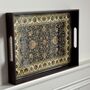 Wood Serving Tray With Handle, Black Floral India Print, thumbnail 5 of 7