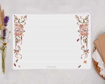 A4 Landscape Letter Writing Paper With Flower And Bow Design, 2 of 4