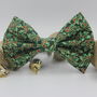 Green And Gold Holly Christmas Dog Bow Tie, thumbnail 5 of 12
