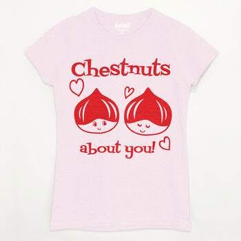 Chestnuts About You Women's Valentine's Day T Shirt, 3 of 3