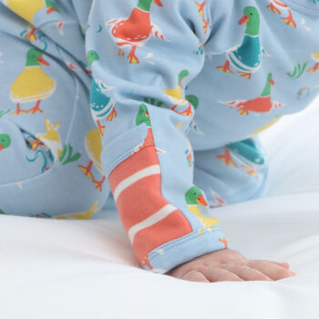 Newborn Baby Sleepsuit With Zip | Unisex Duck Print, 5 of 11