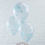Pack Of Five Blue Confetti Filled Party Balloons, thumbnail 1 of 3