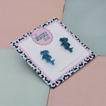 Hammerhead Shark Glitter Resin Studs, 2 of 4