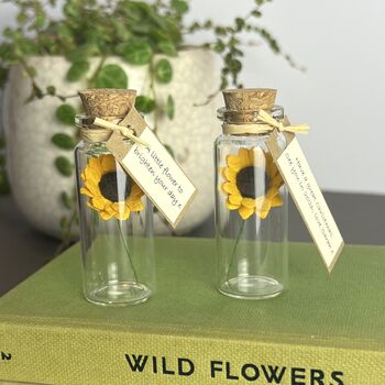 Tiny Sunflower In A Bottle With Personalised Message, 5 of 12