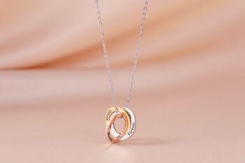 Personalised Russian Ring Necklace Interlocking Engraved Name, 5 of 6