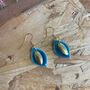 Ceramic Turquoise Leaf Dangle Earring Gold Plated, thumbnail 3 of 4