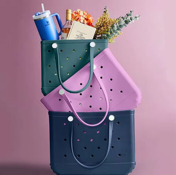 Trendy Crocbagg Tote Bags, Free Letter Charm, 20+ Colours In Three Sizes, 2 of 12