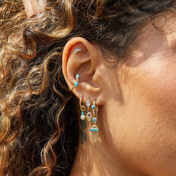 Hammered Huggie Hoop Earring 9k Gold, 3 of 3