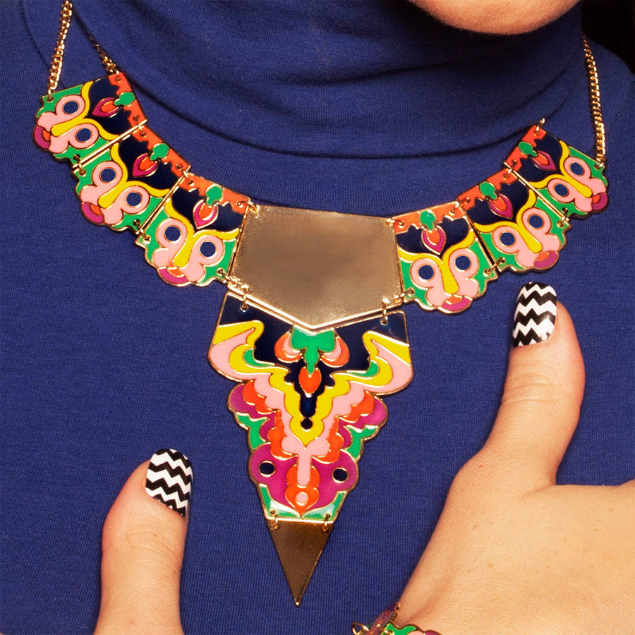 enamelled breastplate necklace by me & zena