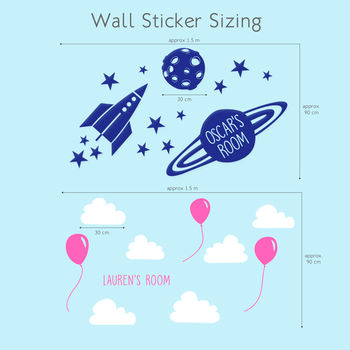 Personalised Balloons/Rocket Wall Stickers, 6 of 7
