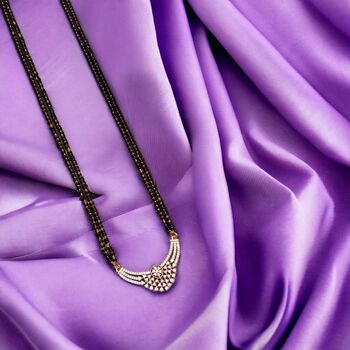 Black Bead Zircon Pendant Mangalsutra Necklace, 6 of 6