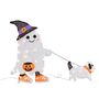 Light Up LED Ghost Walking A Dog Halloween Figure, thumbnail 3 of 4