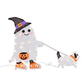 Light Up LED Ghost Walking A Dog Halloween Figure, 3 of 4