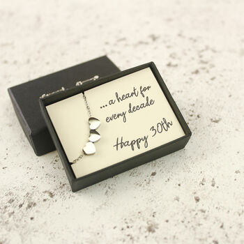 30th Birthday Hearts Necklace, A Heart For Every Decade, 5 of 10