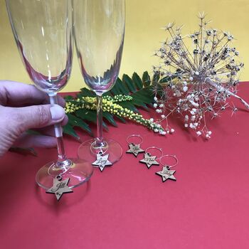 Personalised Christmas Star Wine Glass Charms, 3 of 12